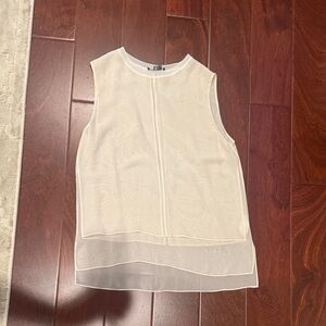 Vince Sleeveless White Layered Sheer Shell Top